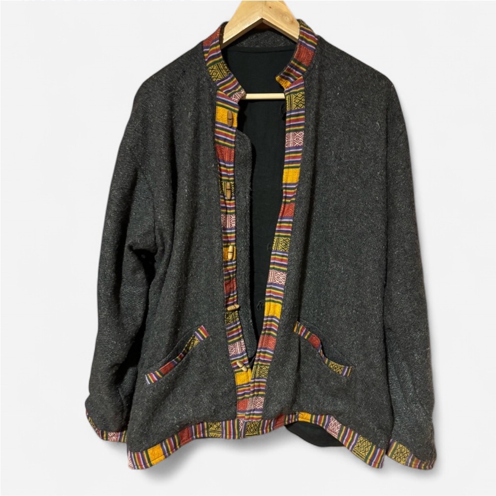 Vintage Nepalese Wool Jacket with Wooden Toggles